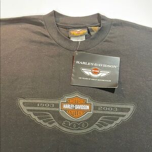NWT Vintage 100th Anniversary Harley-Davidson Black Short Sleeve Tee Detroit HD